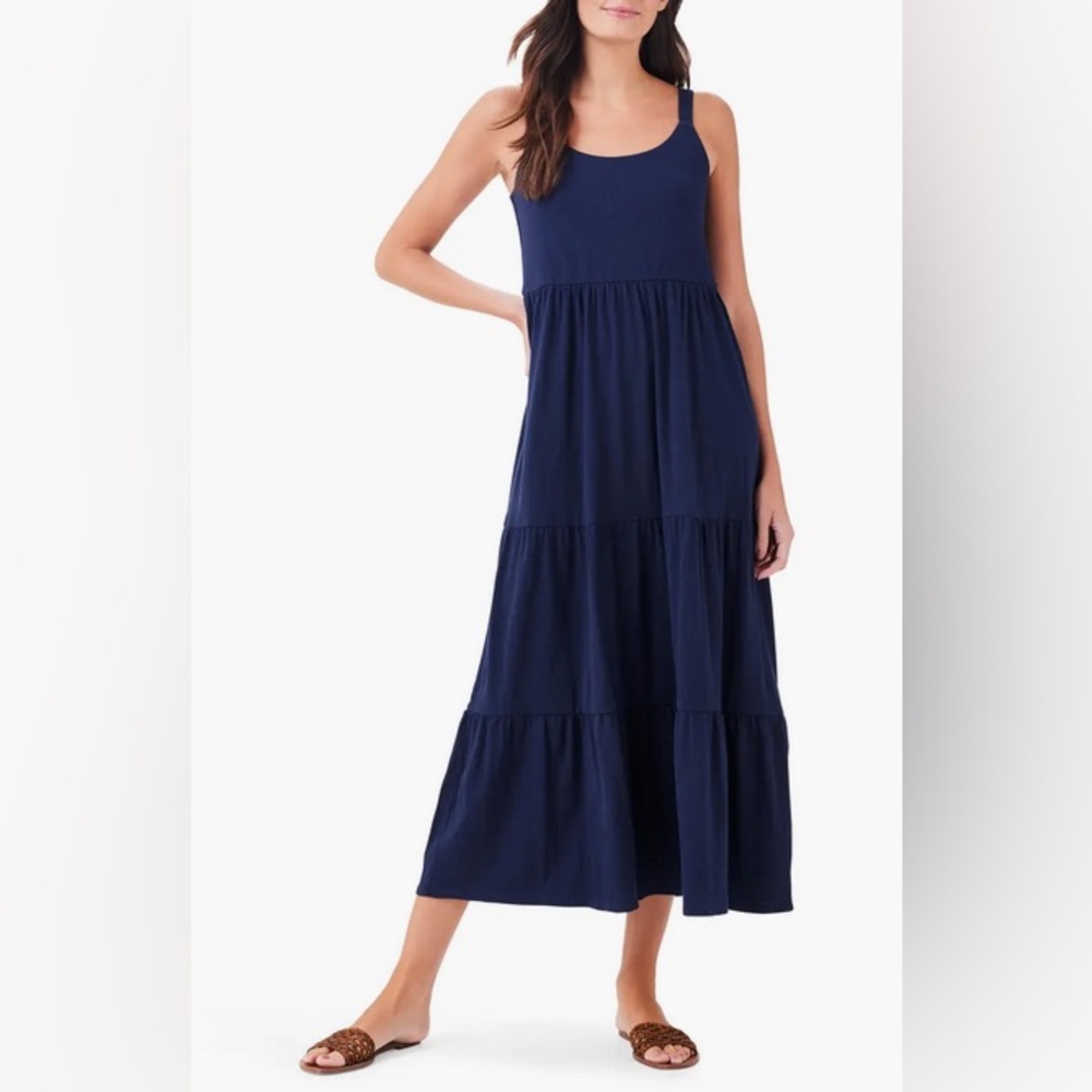 NWT NZT by NIC+ZOE Tiered Midi Sundress in Dark Indigo Size Small